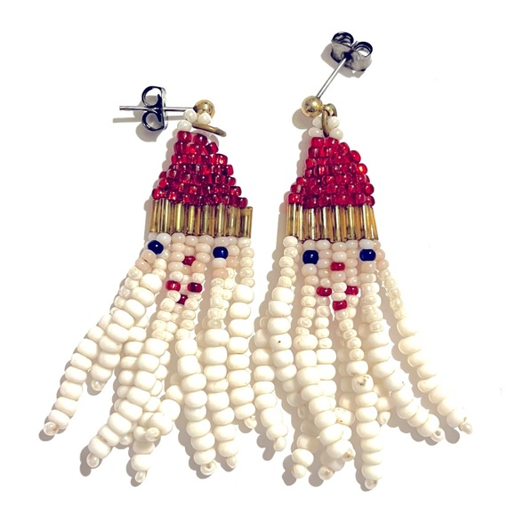 Vintage Santa Bead Earrings - Picture 1 of 4